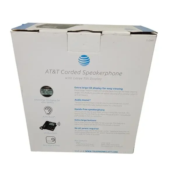 AT&T CL2940 Corded Landline Phone Large Display Desk Wall Mount New Open Box - Picture 5 of 8